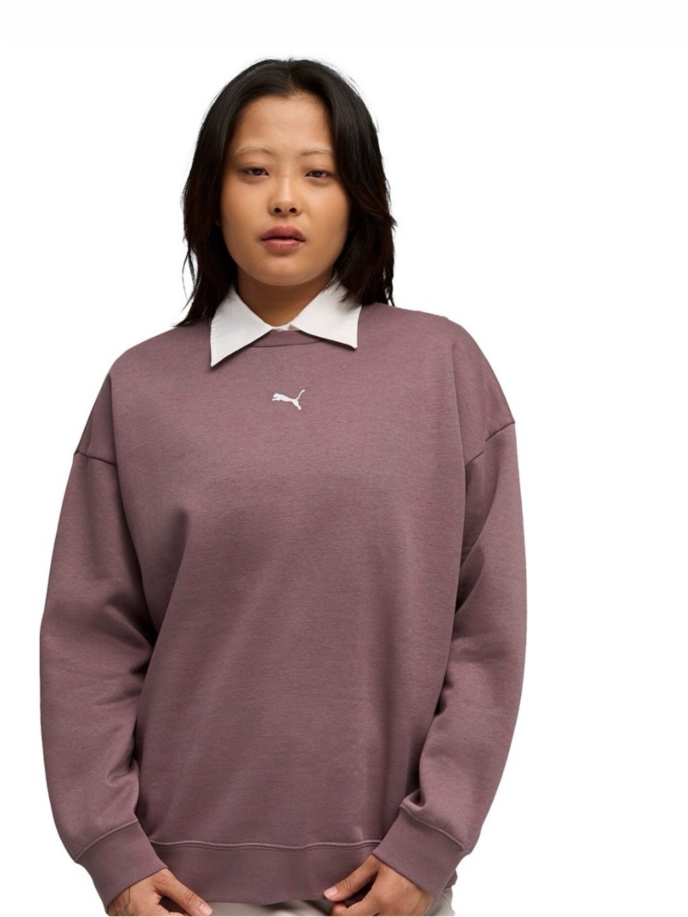 Puma oversized raisin Crewneck Sweatshirt with White Logo